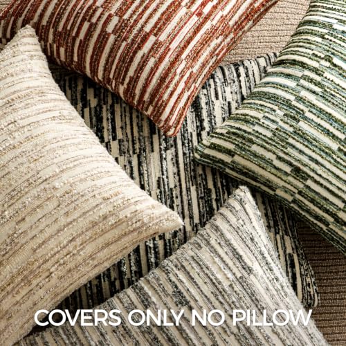 Boho Striped Decorative Throw Pillow Covers 20"X20" Set of 2,Burgundy