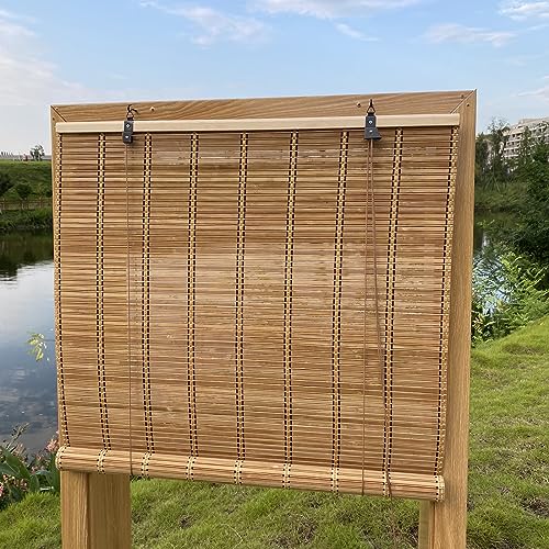 XIUXIU Bamboo Roller Shades Roman Shades for Window Roll Up Blinds for Home Light Filtering Indoor Outdoor Patio A 24"" Wx48 H, Colour a