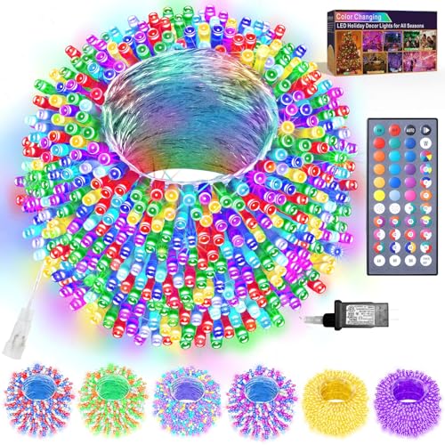 Color Changing Christmas Lights Outdoor, 66FT 200 LED 34 Colors String Lights with Remote Multicolor Plug in Waterproof Twinkle Light Connectable Christmas Tree Light for Indoor Thanksgiving Decor