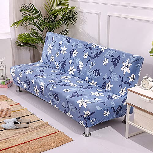 YOPOIY Printed Fitted Armless Sofa Cover Furniture Protector Stretch Folding Futon Cover Anti-Slip Soft Futon Slipcover with Elastic Bottom, for Pets -21-120-150cm
