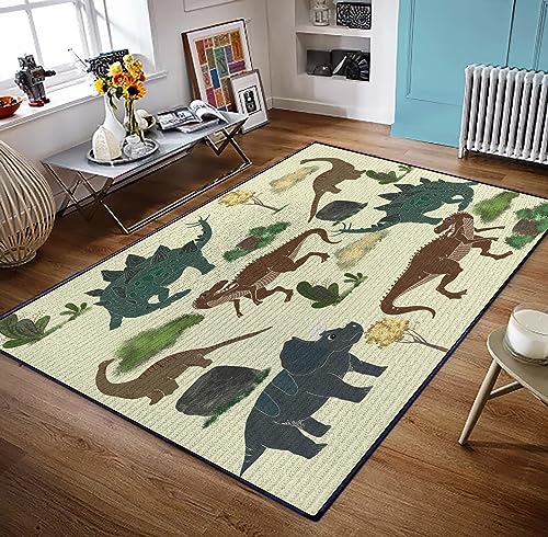 Dinosaur Carpet Rugs for Kids Bedroom Boys Girls, Washable Non Slip Dinosaur Play Mat Dino Rugs for Boys Room, Area Rugs 59 * 39inch Kids Dino Room Decor for Bedroom Playroom Kidroom Floor