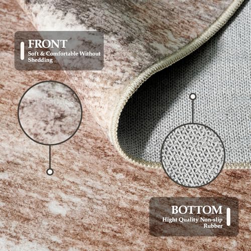 3x15 Runner Rug Washable Abstract: Non Slip Hallway Floor Mat Brown/Brick