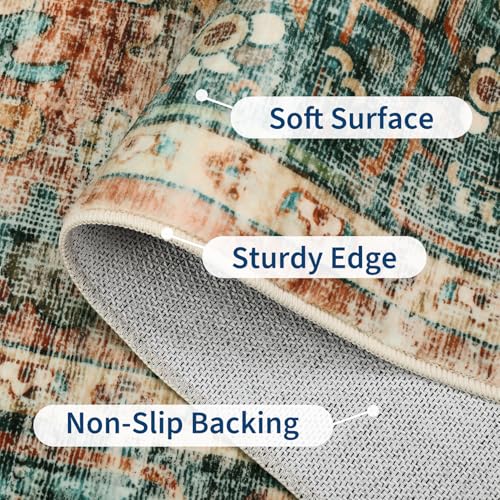 GarveeHome 6x9 Rugs for Living Room Washable Area Rug Green&Brown