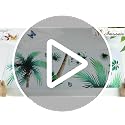 3D Removable Tropical Rainforest Wall Sticker Brown Tree Green Leaves Wall Decal DIY Peel and Stick Coconut Tree Wall Decor for Kids Girls Boys Bedroom Living Room Nursery Classroom Playroom