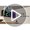 JALL 12" Large Digital Wall Clock, Big LED Number Dispaly, Remote Control, RGB Colors, DST, Night Light for Classroom Living Room Bedroom Birthday Gift for Senior, Men Women (Black, 12 inches)