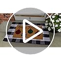 KOZYFLY Buffalo Plaid Area Rugs 2.3x3.6 Ft Blue and White Rug Washable Front Door Mat Woven Cotton Indoor Outdoor Rug for Front Porch Kitchen Entryway Patio Farmhouse Checkered Doormat