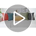 CaliTime Throw Pillow Covers Decorative 18 X 18 Inches Pack of 2 Cotton Thread Stitching Edges Solid Dyed Soft Chenille Cushion Cases for Couch Sofa Bed Living Room Farmhouse Smoke Blue