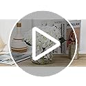 Hollyone Hydrangea Artificial Flowers with Vase White Silk Fake Flowers Arrangements in Glass Vase with Faux Water for Home Bathroom Office Table Centerpiece Shelf Decorations