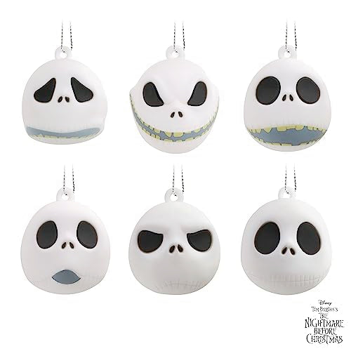 Hallmark Mini Disney Tim Burton's The Nightmare Before Christmas Ornaments (Jack Skellington Heads, Set of 6) Tiny Ornaments for Tabletop Tree