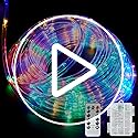 Color Changing Rope Lights String Lights for Bedroom, Battery Powered Light Strip 40ft 8 Modes Hanging Fairy Lights with Remote for Camping Halloween Christmas, 2 Pack