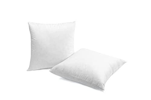 SNUG&COZY Luxury Goose Down Feather Pillow Inserts - 20x20IN, Double Layered Down-Proof Design, Ultra-Soft Cover, High Fill Weight, Pack of 2, White