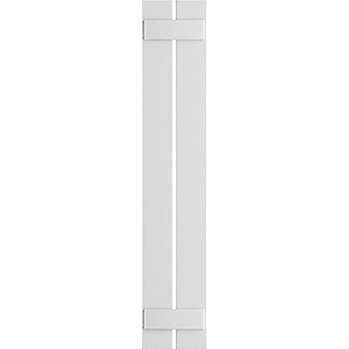 11 1/4"W x 42"H True Fit PVC Two Board Spaced Board-n-Batten Shutters, White (Per Pair - Hardware Not Included)