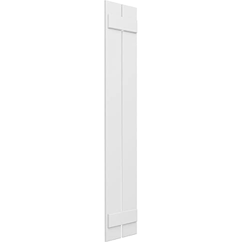 11 1/4"W x 42"H True Fit PVC Two Board Spaced Board-n-Batten Shutters, White (Per Pair - Hardware Not Included)
