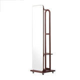 Decorative Full-Length Dressing Mirror, Bedroom Rotating Floor, Multi-Functional Solid Wood Storage Fitting for Living Room