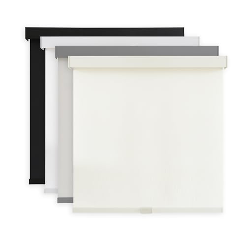 AOSKY Light Filtering Roller Shades Cordless Blinds for Windows, 1% Openness Free-Stop Shades with Valance, Thermal Insulated Fabric, UV Protection, Natural Woven Blinds（20" W x 72" H, Ivory）