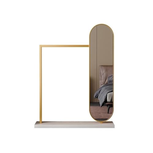 Floor Multifunctional Creative Full-Length Mirror Bedroom Coat Rack for Entryway and Walk-in Closet Mirror(Gold)