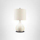 Signature Design by Ashley Rainermen Casual Ceramic Table Lamp, Transparent White Glaze Finish, Drum Hardback Fabric Shade, 11" W x 11" D x 21" H, Off White