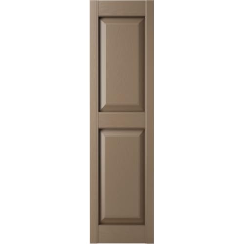 14 3/4"W x 47"H Mid-America Vinyl, Standard Size Williamsburg Double Panel Shutters, w/Installation Shutter-Lok's & Matching Screws (Per Pair), 385 - French Roast