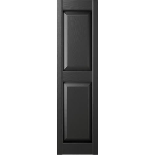 Mid America P21435002 Custom Two Equal, Raised Panel Shutter (Per Pair), 14 1/2"W x 35"H, Black