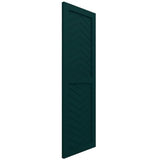 18"W x 53"H True Fit PVC Two Panel Chevron Modern Style Fixed Mount Shutters, Thermal Green (Per Pair - Hardware Not Included)