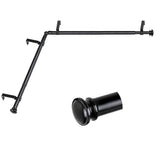TONIAL Corner Curtain Rods, 32-86 Inch Center Rod for window, 3/4 Inch Side Rod for windows 20-82 Inch Decorative Drapery Rods with Small Cap Finial, Black