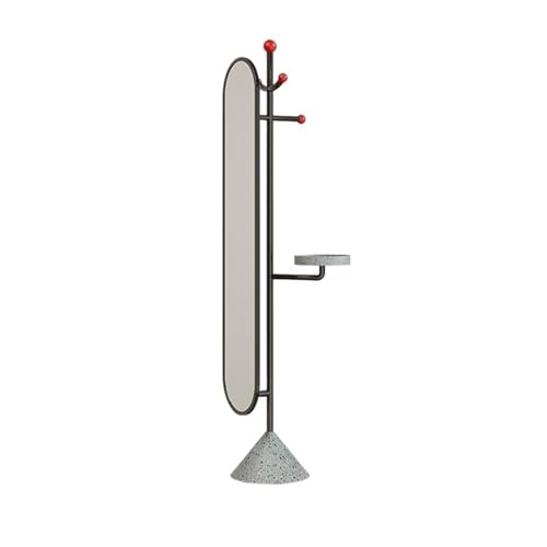 Decorative Bedroom Rotating Full-Length Mirror All-in-one Coat Rack Entryway Storage Floor for Living Room(Black)