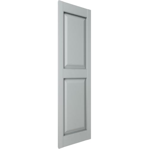 14 3/4"W x 47"H Mid-America Vinyl, Standard Size Williamsburg Double Panel Shutters, w/Installation Shutter-Lok's & Matching Screws (Per Pair), 945 - Platinum