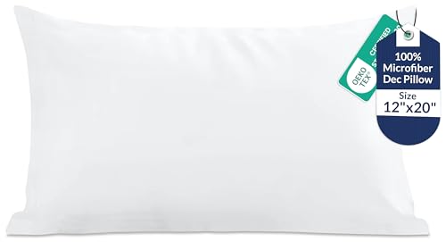 ROYALE LINENS 12 x 20 Pillow Insert - Down Alternative Throw Pillows Insert - Rectangle Pillow Pack of 1 White - Bed & Couch Pillows - Inner Cushion for Bed, Cushion for Living Room - Shams Stuffer