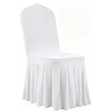 Yahpetes Chair Covers 1 Pcs Pleated Skirt Spandex Chair Cover Stretch Slipcover White Washable Fitted Chair Protector Cover for Dorm, Dining Room, Hotel, Ceremony (White, 1 Pcs)