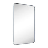 GRACTO 24x36'' Chrome Metal Framed Bathroom Mirror for Wall in Stainless Steel Rounded Rectangular Bathroom Vanity Mirrors Wall Mounted