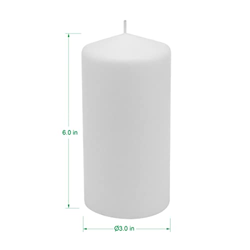 Stonebriar 3 Pack Tall 3 x 6 Inch 65 Hour Long Burning Unscented White Wax Pillar Candles