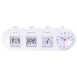 1Pc Manual Flip Desk Clock Perpetual Calendar Plastic Date Display Home Office Desktop Calendar Clock for Dorm Room Decor