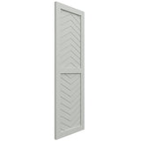 18"W x 49"H True Fit PVC Two Panel Chevron Modern Style Fixed Mount Shutters, Hailstorm Gray (Per Pair - Hardware Not Included)