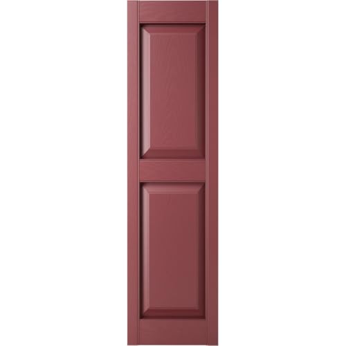 Builders Edge 14.75 in. W x 35 in. H Builders Edge, Standard Two Equal Panels, Raised Panel Shutters, Includes Matching Installation Spikes (Per Pair), 078 - Wineberry