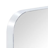 GRACTO 24x36'' Chrome Metal Framed Bathroom Mirror for Wall in Stainless Steel Rounded Rectangular Bathroom Vanity Mirrors Wall Mounted