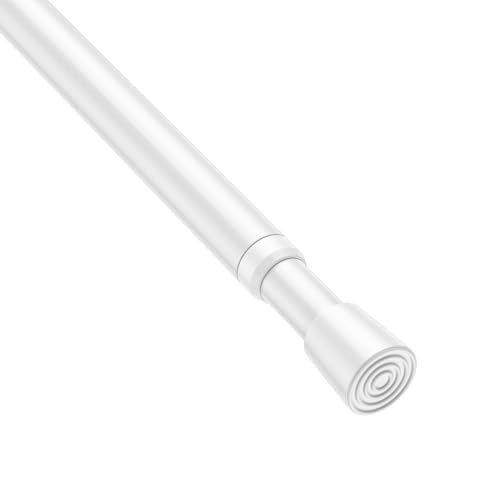 1 Pack Spring Tension Rods 28-45 Inches, 5/8 Inch Diameter White No Drill Spring Loaded Adjustable Extendable, Small Short Tension Curtain Rod for Windows Kitchen Doorway Closet Cupboard