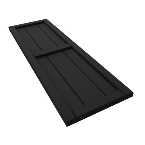 Ekena Millwork 10 3/4"W x 24"H True Fit PVC, Two Board Framed Board-n-Batten Shutters, Black (Per Pair - Hardware Not Included)