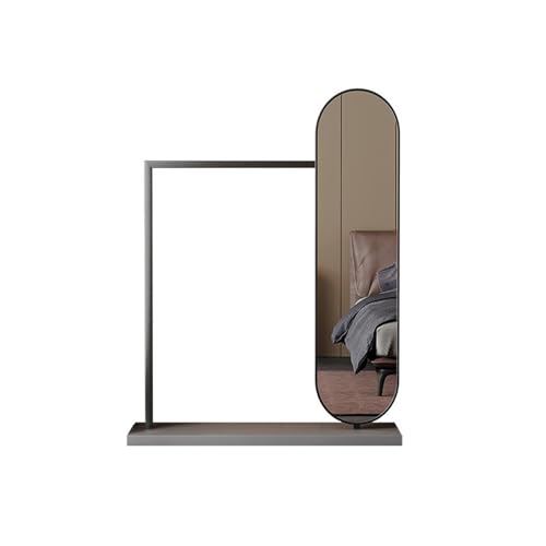 Floor Multifunctional Creative Full-Length Mirror Bedroom Coat Rack for Entryway and Walk-in Closet Mirror(Black)