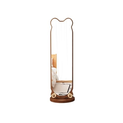 Decorative Wooden Full-Length Mirror Home Bedroom Rotating Floor-Standing Dressing with Clothes Rack for Living Room