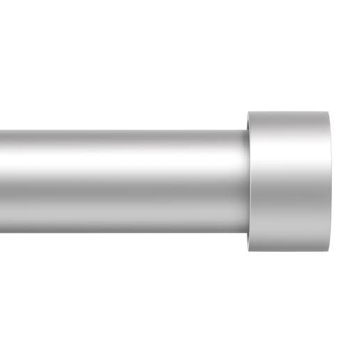 Silver Extra Long Curtain Rod 30 to 240 inch, Heavy Duty Window Treatment Single Rods with Modern End Caps, 1 inch Metal Rods Set for Outdoor Patio, Adjustable Wall Mounted Curtain Rod