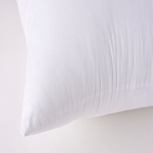 Throw Pillow Inserts, 20x20 Inch Decorative for Sofa, Bed and Chair, Cotton Cover, Set of 2, White