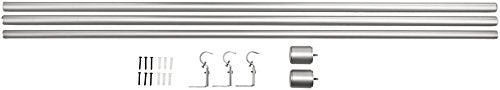 Amazon Basics Adjustable 1-Inch Heavy Duty Curtain Rod for Windows, Cap Finials, 72" to 144", Nickel