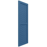 18"W x 46"H True Fit PVC Two Panel Chevron Modern Style Fixed Mount Shutters, Sojourn Blue (Per Pair - Hardware Not Included)