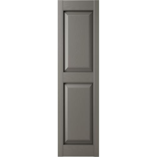 Mid America P21243018 Custom Two Equal, Raised Panel Shutter (Per Pair), 12"W x 43"H, Tuxedo Grey