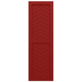 15"W x 46"H True Fit PVC Two Panel Chevron Modern Style Fixed Mount Shutters, Fire Red (Per Pair - Hardware Not Included)