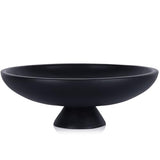 QIANLING Large Black Decorative Bowl, Modern Resin Pedestal Fruit Bowl, Matte Footed Centerpiece for Kitchen Counter, Coffee Table, Entryway Key Catch All, Home Decor
