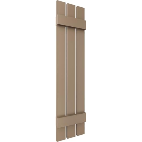 12 in. W x 34 in. H Builders Edge, TailorMade Three Board Spaced (2 Batten), Board-n-Batten Shutters, Includes Matching Installation Spikes (Per Pair), 385 - French Roast