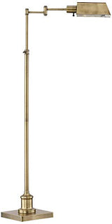 Regency Hill Jenson Traditional Farmhouse Metal Adjustable Pharmacy Floor Lamp Swing Arm 54" Tall Aged Brass Metal Shade Standing Pole Light for Living Room Reading House Bedroom Home Office