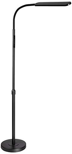 Led Floor Lamp,Modern Reading Adjustable Standing Height 4 Colors and Stepless Brightness Work Lamp for Living Room Bedroom Reading, Black