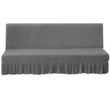 Futon Cover-Stretch Armless Futon Covers Full Size With Skirt Ruffled Futon Sofa Cover Washable Folding Sofa Bed Cover Soft Futon Couch Cover Slipcover With Elastic Bottom For Kids,Pets(Dark Grey)